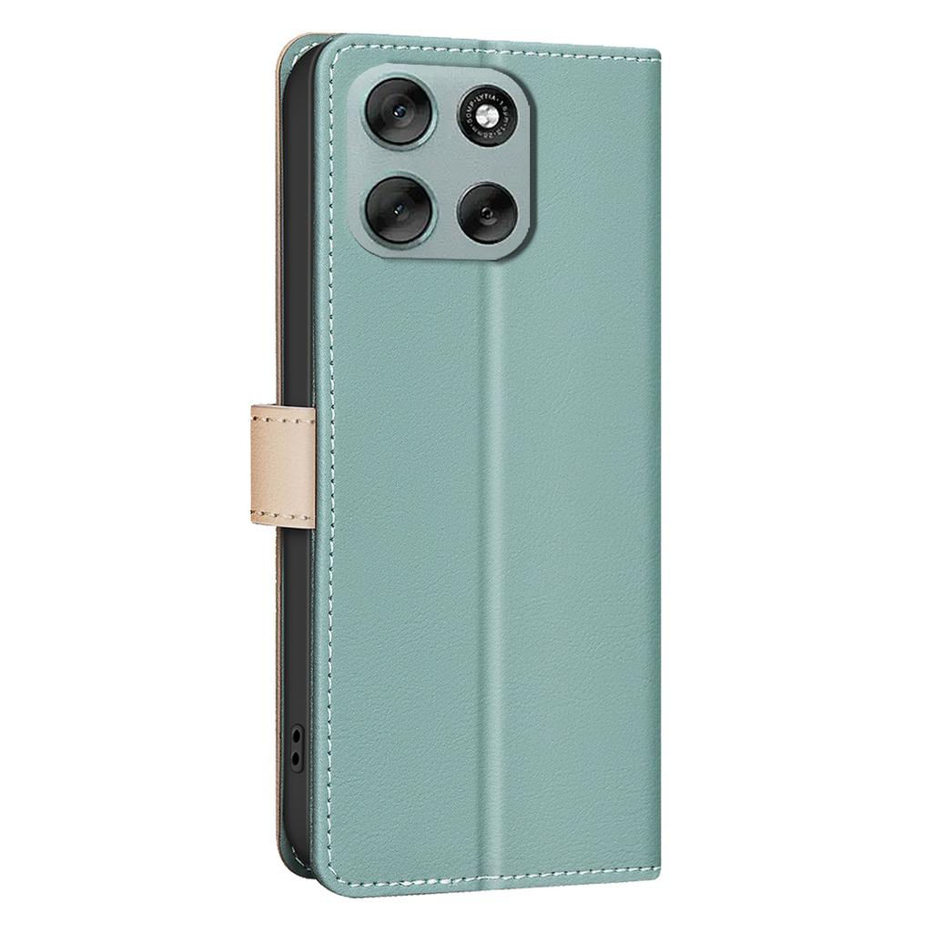 For Motorola Moto G56 5G Leather Case BINFEN COLOR Splicing Color RFID Blocking Wallet Stand Phone Cover