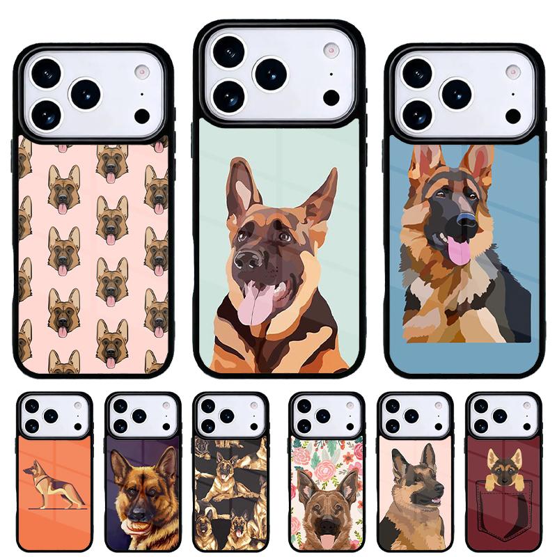 German Shepherd Dog print Phone Case for iPhone 17 16 15 14 13 Pro Max Back Cover for 12 11 Pro Coque
