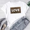 (Asian Size) Women Leopard Love Heart Trend Cute 90s Fashion T Shirt Woman Female T Clothing Short Sleeve Print Tee Top Graphic T-shirts