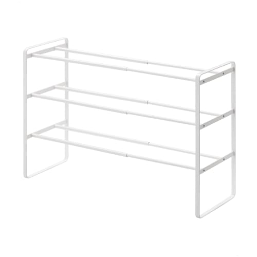 Yamazaki Extendable Shoe Rack, 3 Tiers, White, Approx. W41-70 x D25 x H46cm, Frame, Entryway, Shoe Storage, Product Number: 7555