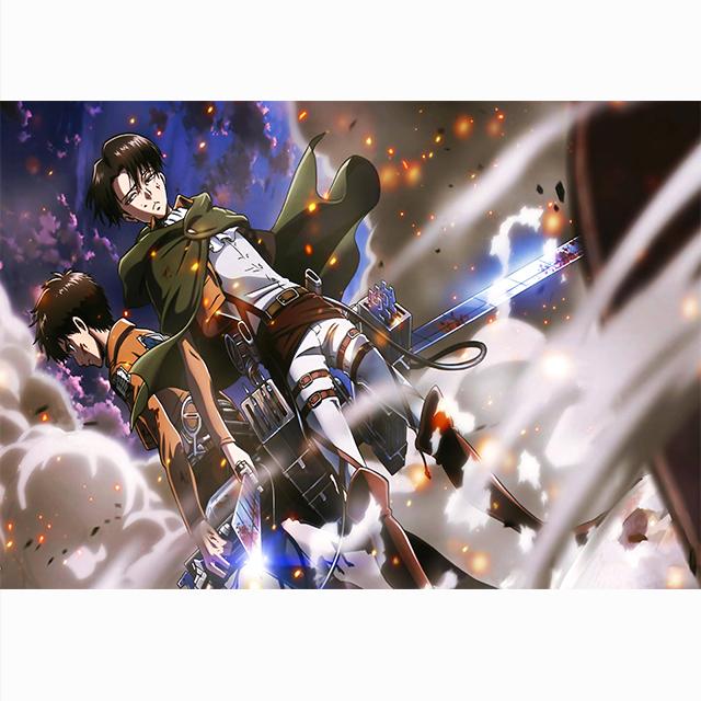 Рамка из цельного дерева, настенная живопись «Атака на Титанов», холст, картины, модульные картины Леви Акермана, HD печатный аниме-плакат, домашний декор для гостиной