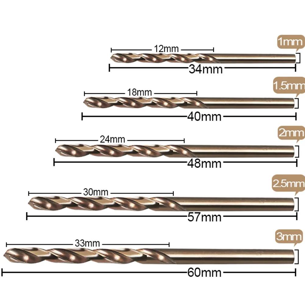 10/20/50pcs Straight Shank Twist Drill Bit Set HSS M35 Cobalt Drill Bit 1/1.5/2/2.5/3mm Used for Steel Stainless Steel