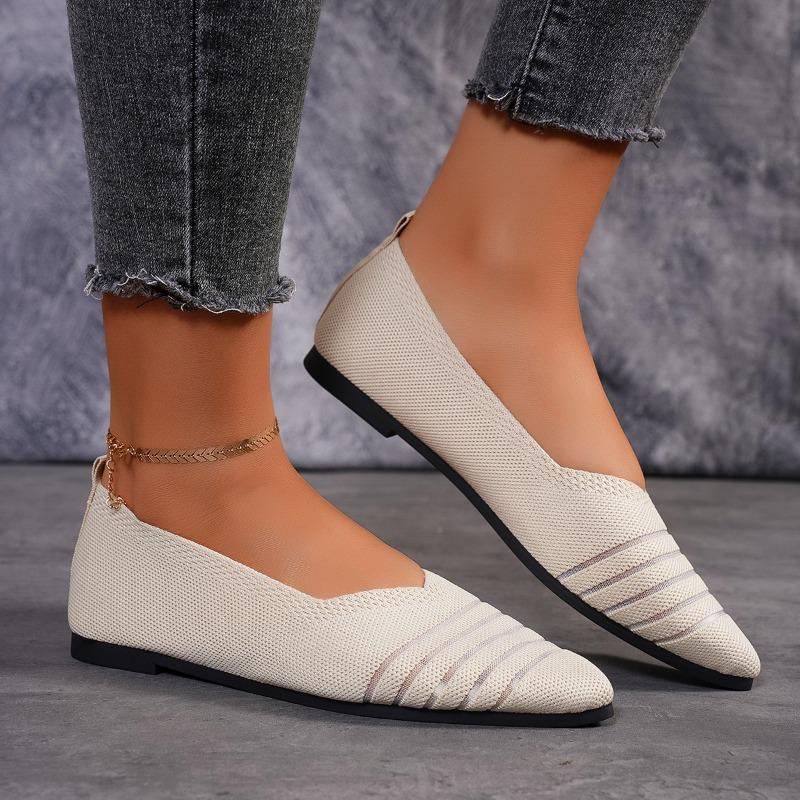 2024 New Women's Shoes High Quality Pointed Toe Shallow Mouth Women's Flat Shoes Cloth Slip-on Flat Heel Women's Flat Shoes
