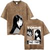Washed Vintage Anime Junji Ito Uzumaki T-shirt Men Women Horror Manga Oversized T Shirts Male High Quality Cotton Y2k Streetwear