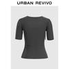UR Women's Slim Fit Short Sleeve Knit Top with Ribbon Detail