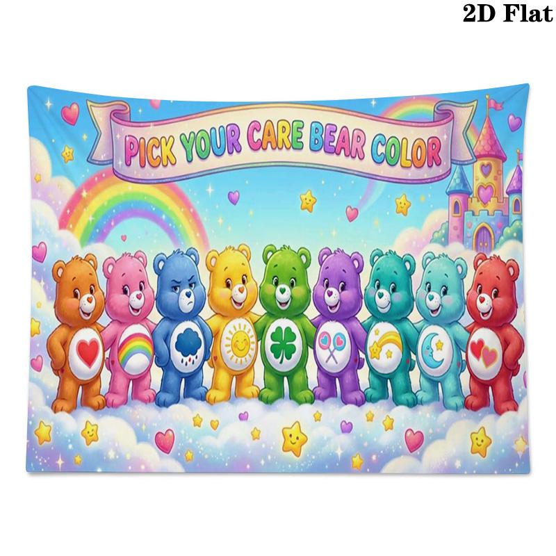 Cartoon Care bears Wall Tapestry Aesthetic Wall Hanging Printed Fabric Blanket Decorative Tapestries for Bedroom Living Room Home Decor