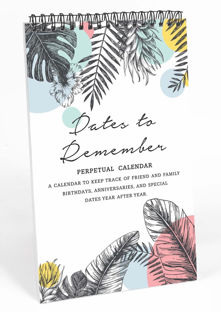 Inkdotpot Tropical Perpetual Calendar, Important Dates To Remember- 6x9 Monthly and Daily  Journal for Special Days