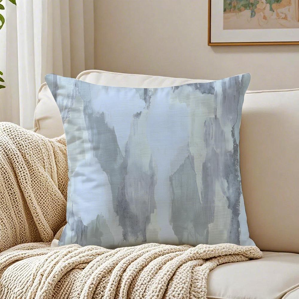 Blue Modern Gradient Design Pillow Case Double-Sided Plush Sofa Cushion Covers Organic Breathable Invisible Zipper