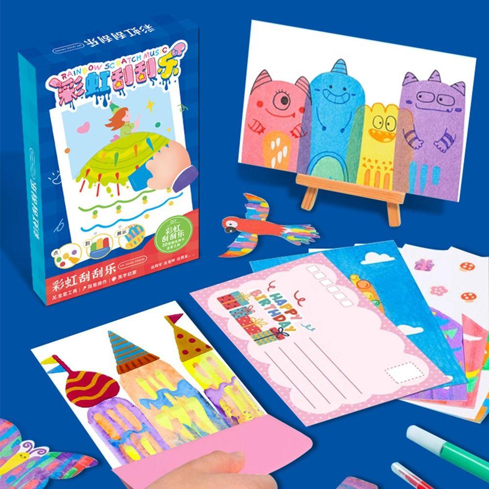 Животный узор DIY Радуга Scratch Art DIY Материал Радуга Точка Scratch Painting Искусство для детей