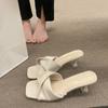 In Summer, the New Simple High-heeled Sandals, Cat-heeled High-heeled Shoes, French Women's Half-slippers