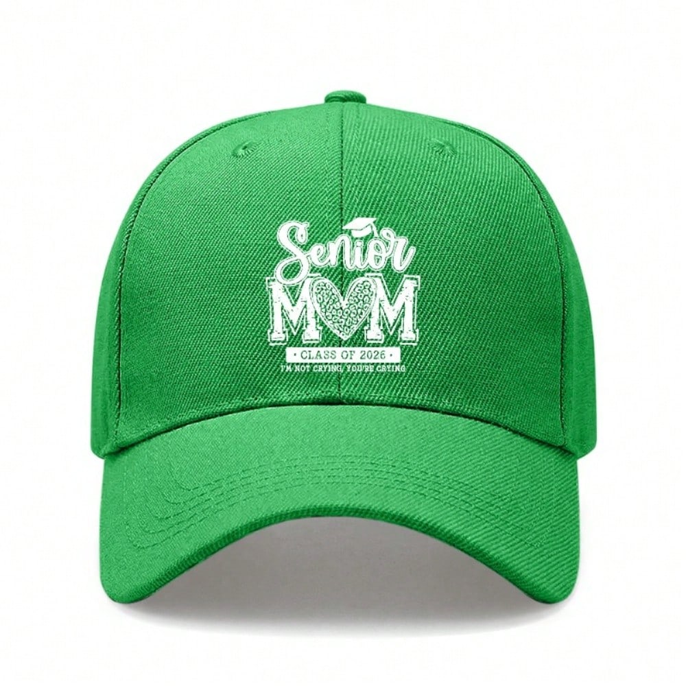 [Graduation Baseball Cap] Senior Mom Class Of 2026 Print Adjustable Breathable Lightweight  Polyester Sun Protection Curved Brim Baseball Hat -
