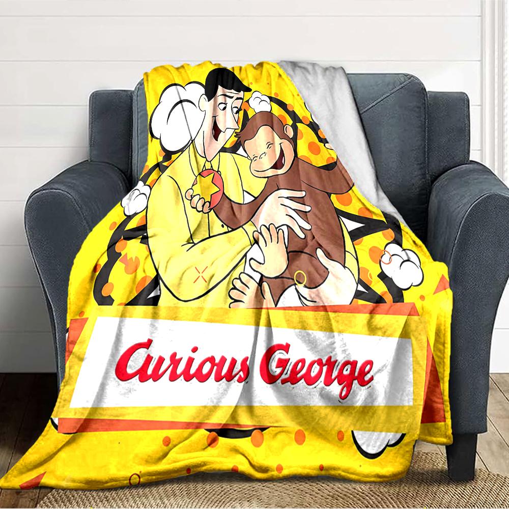 1pc Curious George (7) Blanket, Gift, for Men and Women, Soft Blanket, Good for Sofa Bed Couch Travel, Lightweight Flannel Blanket