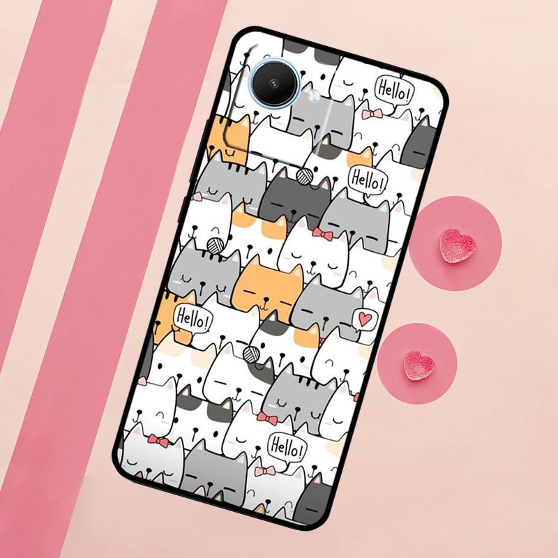 Забавные милые кошки Для Realme C67 C75 C63 C61 C71 C55 C51 C65 C53 10 11 12 13 14 15 Pro Plus GT6 GT7 Pro Чехол