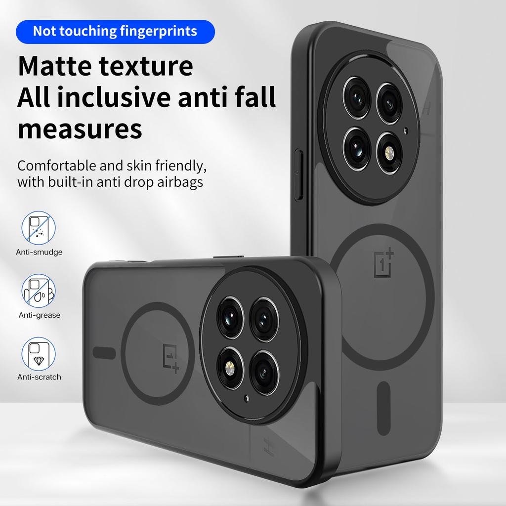 Матовый прозрачный магнитный чехол для телефона Magsafe черный для OnePlus 13 13R 13T 13S Ace 5 Pro Nord CE 5 беспроводная зарядка жесткий чехол