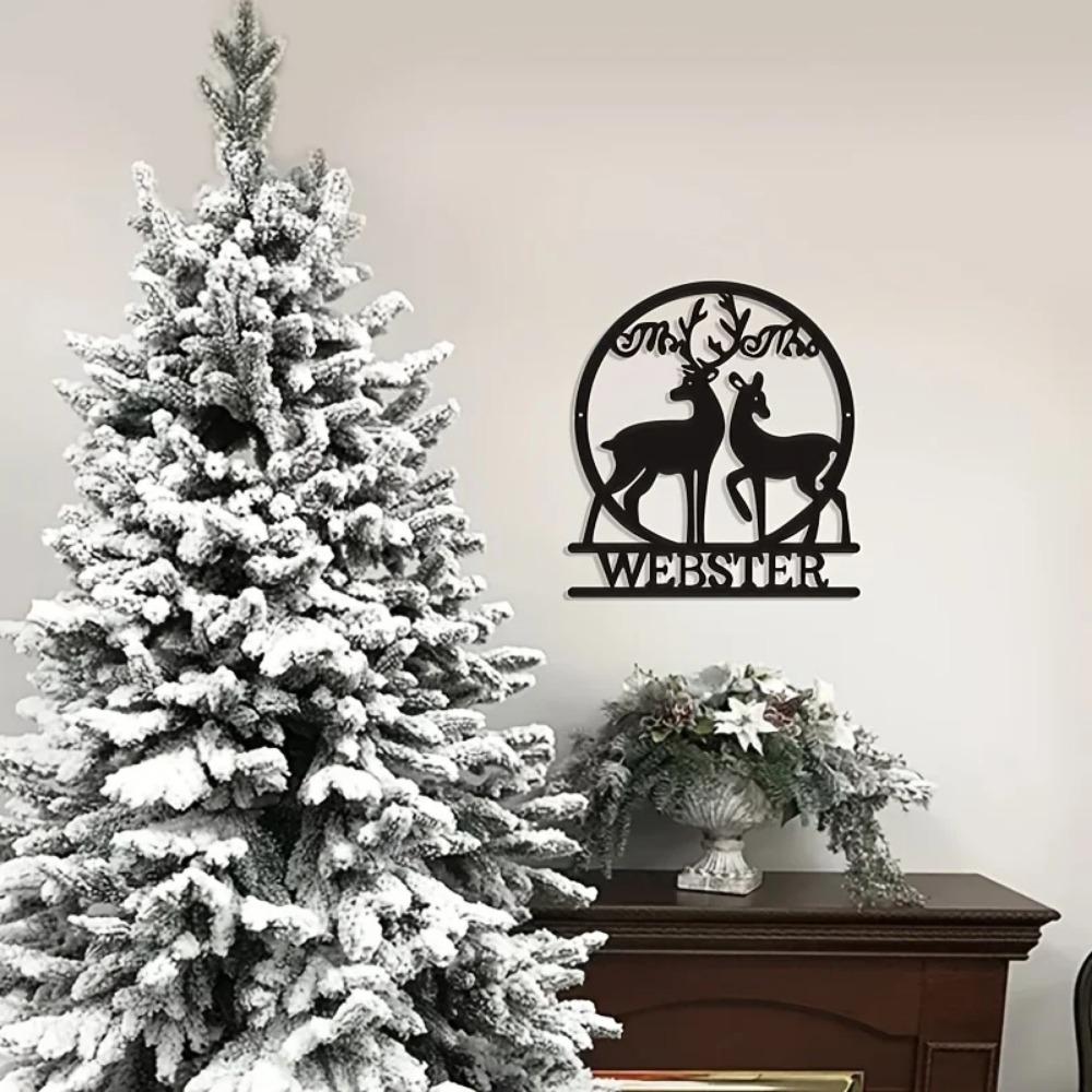 Two Deer Christmas Metal Crafts - Elegant Home Party Decorations, Wall Sculpture for Festive Room Décor and Holiday Decor