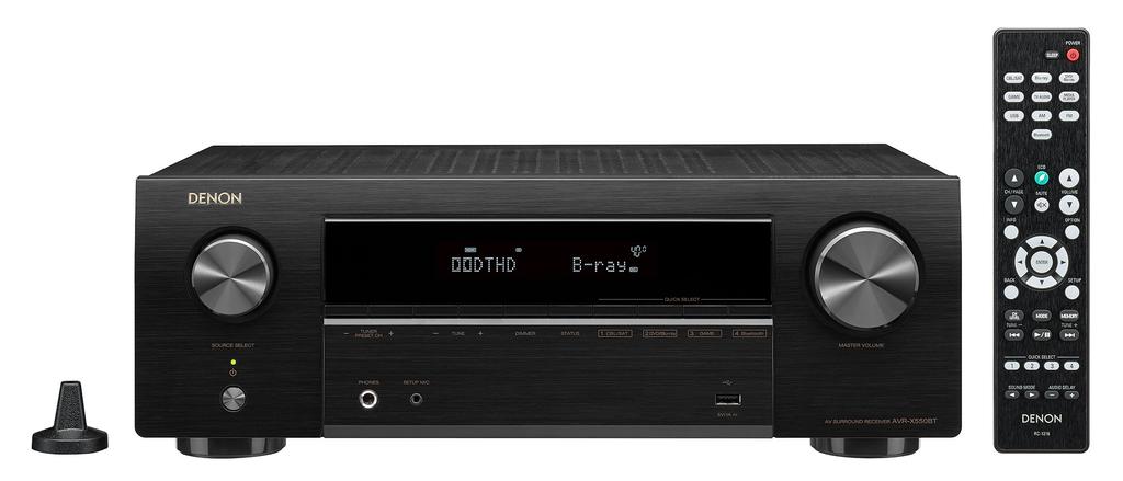AV-ресивер Denon начального класса совместимый с Dolby Audio, черный AVR-X550BT 5.2ch TrueHD/DTSHD/Master AVR-X550BT-K