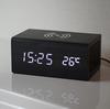 WOOD SHOW Alarm Stylish Table Digital Desk Smartphone Charging Interior Clock with Wood Multifunctional Wireless Alarm Display by Voice Thermometer