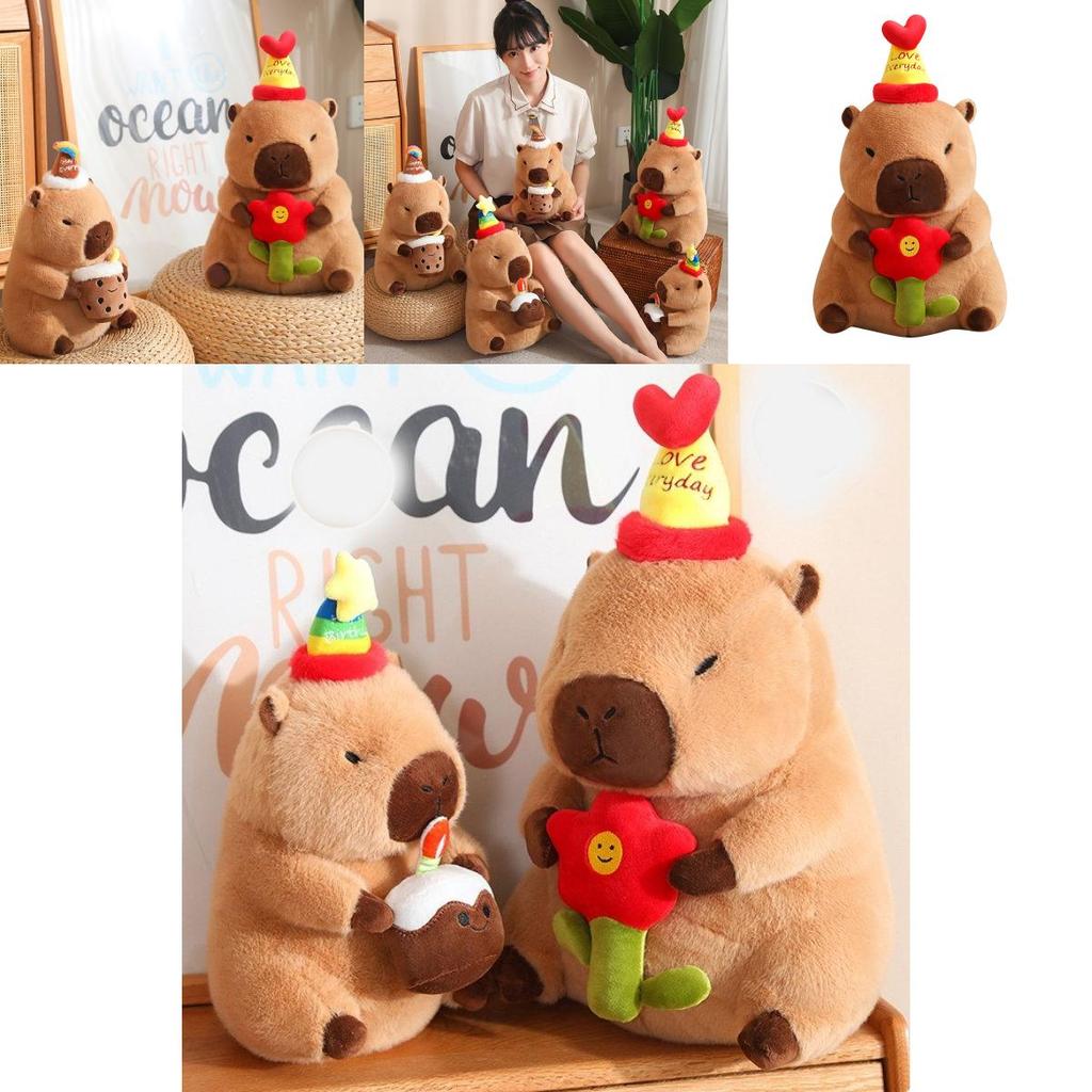 Adorable Capybara Plush Toy With Cartoon Flower Design For Cozy Home Decor