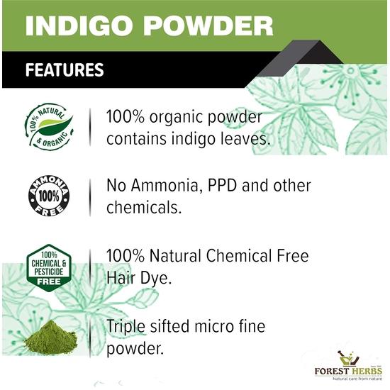 The Forest Herbs Natural Care From Nature Indigo Leaves Powder (500g) Organic for Hair Colour Black, Avuri Leaf (Pack of 1)