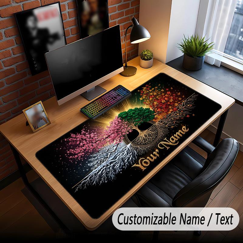 Tree of Life Theme Custom Mouse Pad Personalized With Name Text Customized Desk Mat For Office Home Decor