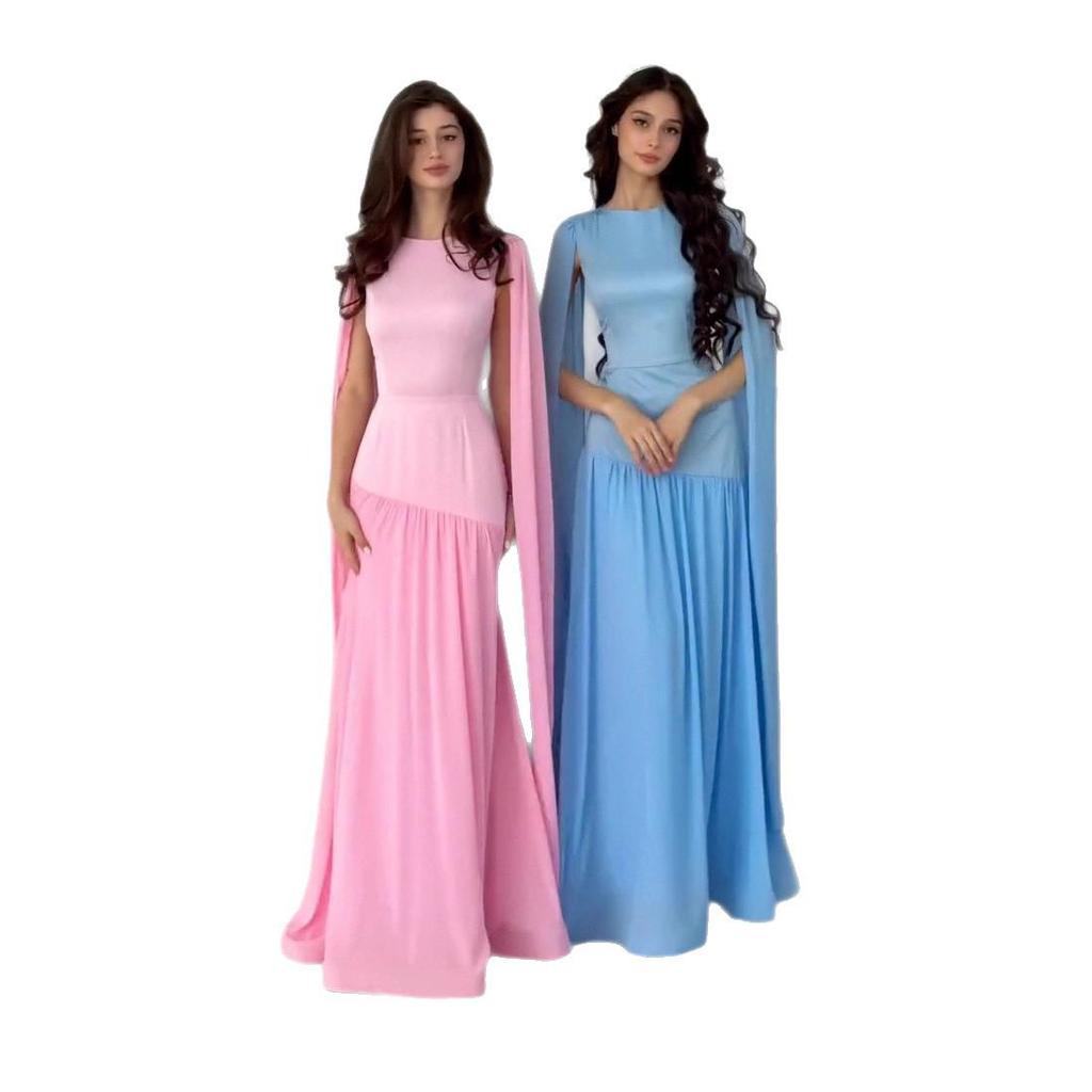 Летнее европейско-американское платье с рукавами-кейпами на завязках, стройнящее