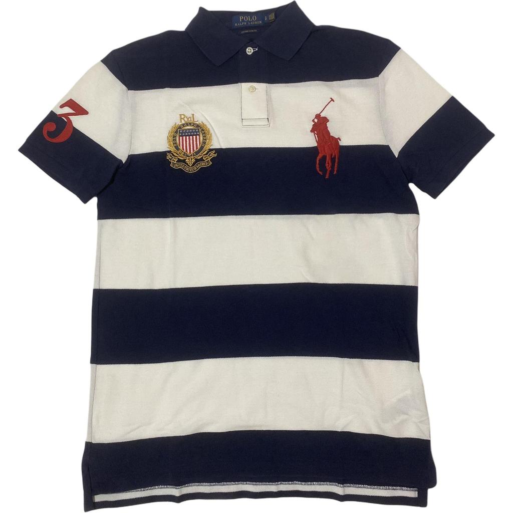 Polo Ralph Lauren Cotton Striped Short Sleeve Polo Shirt Men Tops Blue 710804822-001