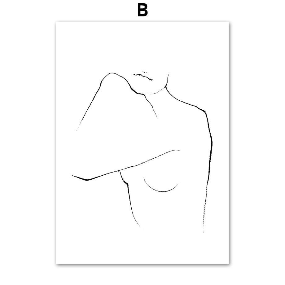 Абстрактная полосатая линия тела для девочек, геометрическая настенная живопись на холсте, плакаты на скандинавскую тему и принты, настенные панно для декора гостиной