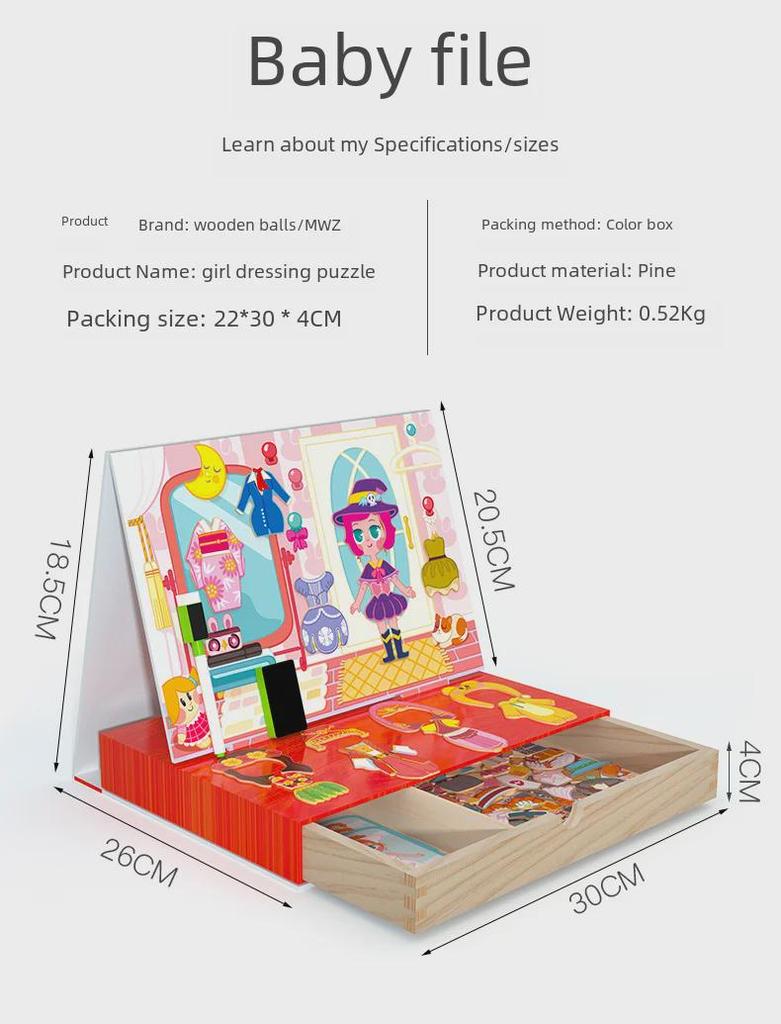 Magnetic Wooden Dress-Up Puzzle Board for Kids