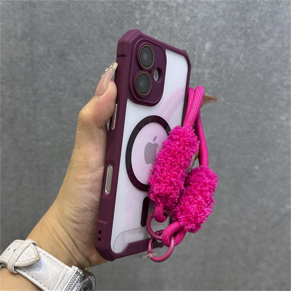 Противоударный магнитный чехол-ремешок для беспроводной зарядки Magsafe для iPhone 16 11 12 13 14 15 Pro Max Plus, прозрачный чехол