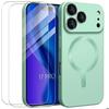 Protective Case - E.F.Connection - for iPhone 17 Pro - Green Magnetic Ring - 2 Tempered Glasses