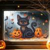 Static Cling Black Cat Window Sticker Removable Window Cling Sticker  Halloween Decor