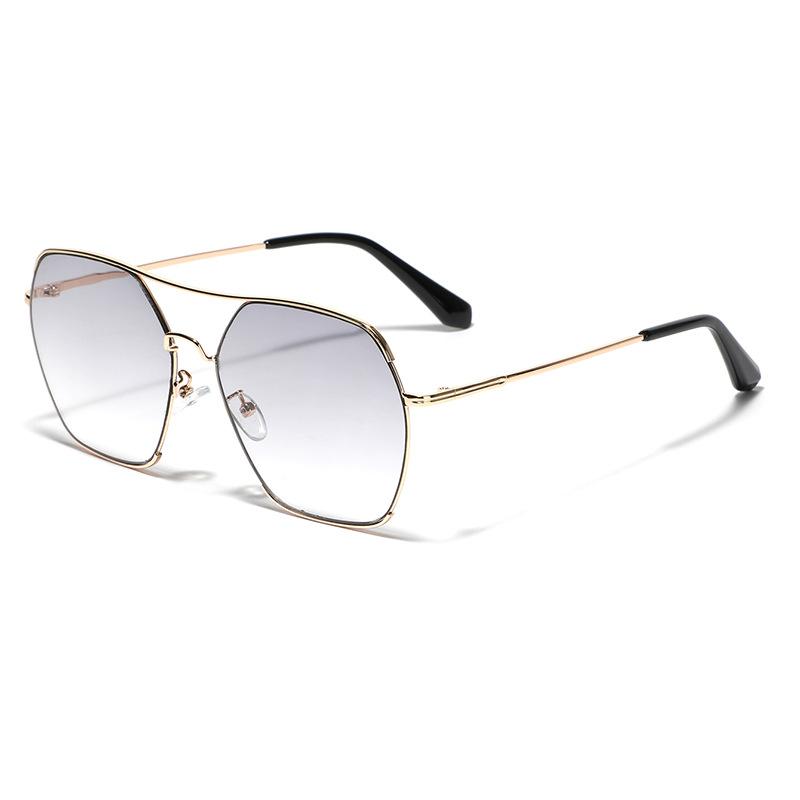 Очки Квадратные Солнцезащитные очки с большой оправой Мужские Многоугольные Розовые Металлические Солнцезащитные очки Женские Осенне-зимние