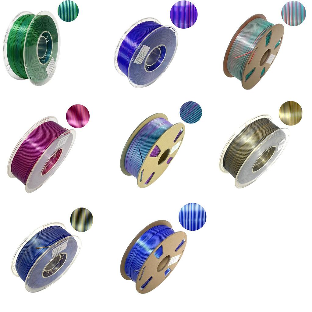 3D Printing Filament, Color Shiny PLA+ Filament 1.75mm, Silk Textures, 360°  Unveils Varied Colors, Dimensional Accuracy +/- 0.02mm, 1KG Spool(2.2lbs)