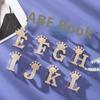 Fashion Crown 26 Initial Letters A To Z Rhinestone Brooches For Women Coat Dress Lapel Collar Pin Jewelry Accessries