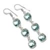 Natural Green Amethyst Gemstone 925 Sterling Silver Jewelry Earring 2.21" L1y01
