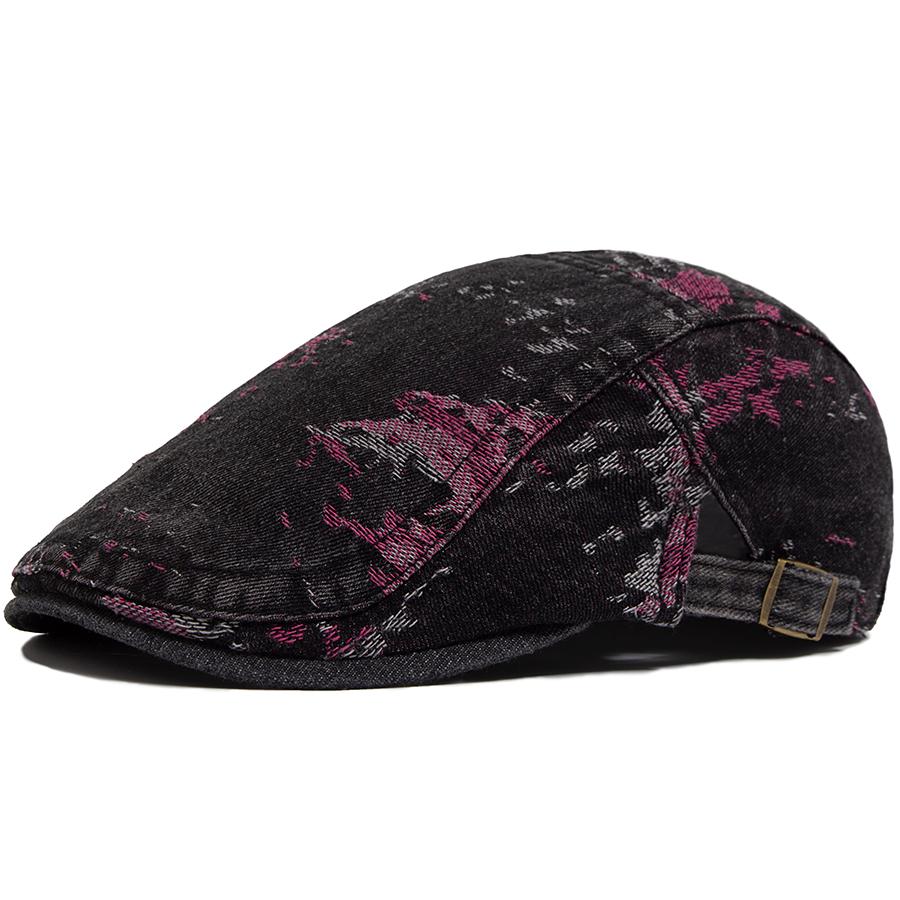 Spring Fashion Print Denim Women's Beret Summer Soft Top Breathable Sun Visor Hat Men Flat Cap Newsboy Caps Adjustable