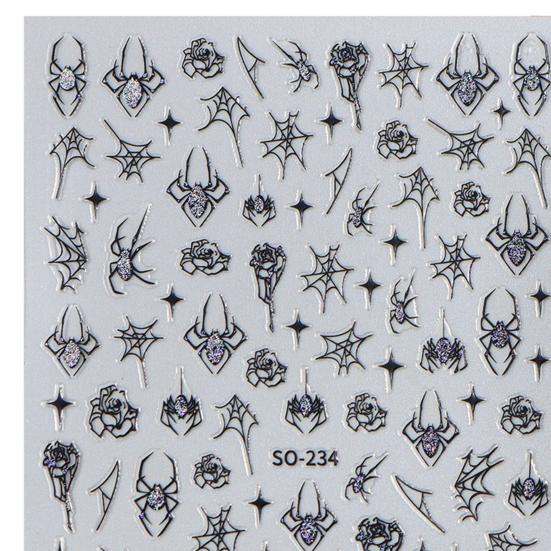 1 Sheet Halloween Spider Nail Art Sticker Waterproof Self-adhesive Gothic Spooky Spiderweb Women Fake Nail Decoration Decal