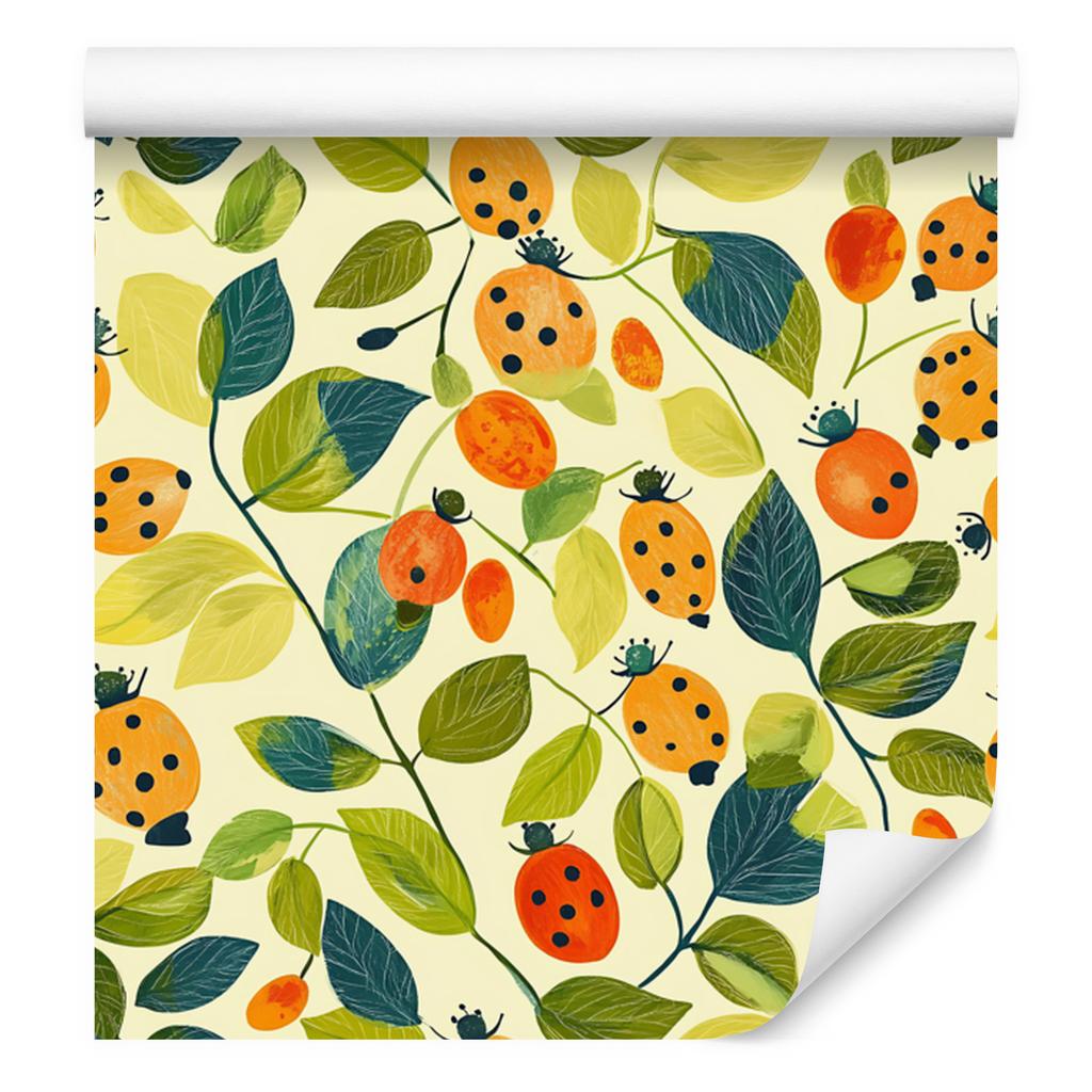 Ladybug Wallpaper Cream and Yellow for Living Room and Bedroom 50x1000