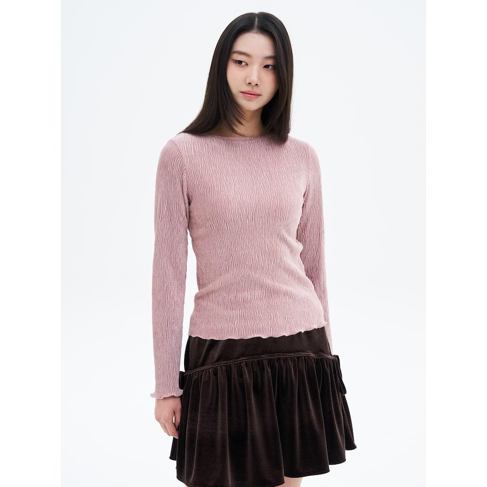 8SECONDS Velvet Teen Mock Neck Jersey Top Light Pink