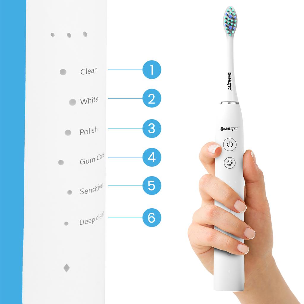 Maltec Toothie X1 WH Sonic Electric Toothbrush with Case and 6 Heads