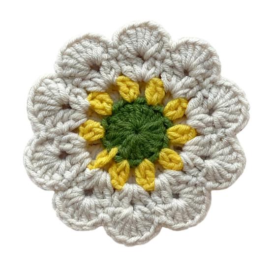 Handmade Crochet Flower Coaster Heat-Resistant Cup Mat for Mugs Glasses Soft