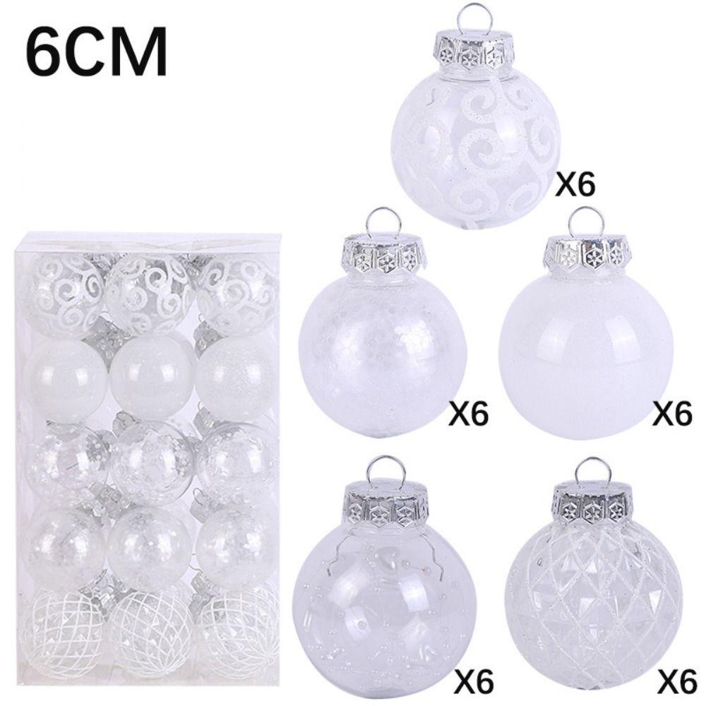 Plastic Christmas Tree Balls 6CM Xmas Baubles Fashion Christmas Ball Set Home