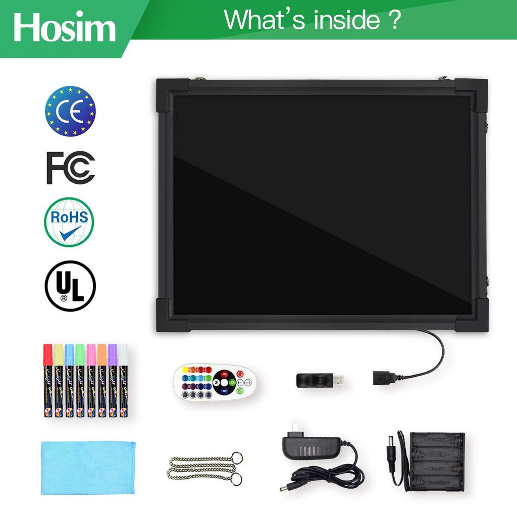 Hosim Sign Уличная светодиодная вывеска Неоновая рукописная электронная доска объявлений для магазина Доступно 4 размера Приветственная доска для входа в магазины Светящаяся вывеска черного цвета