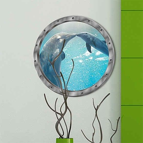 Креативная водостойкая наклейка с изображением дельфина и черепахи, наклейка на стену, наклейка для стиральной машины, наклейка для ванной комнаты