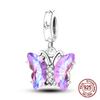 Fashion 925 Copper Fantasy Colorful Butterfly Series Pendent Beads Charms Fit 4MM Hole Diameter Bracelet Zircon Diy Making