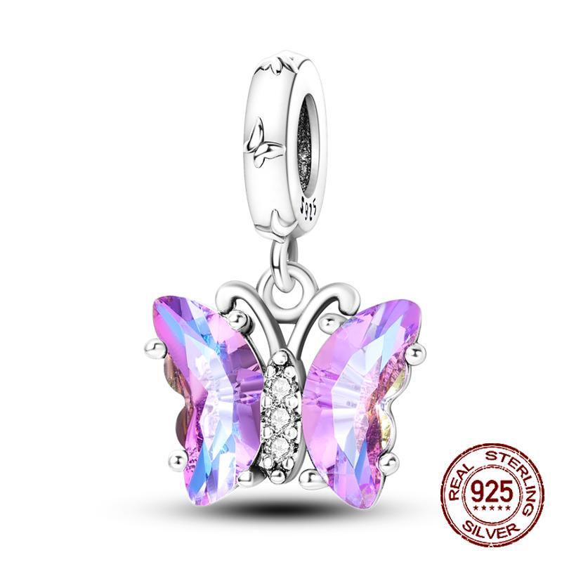 Fashion 925 Copper Fantasy Colorful Butterfly Series Pendent Beads Charms Fit 4MM Hole Diameter Bracelet Zircon Diy Making