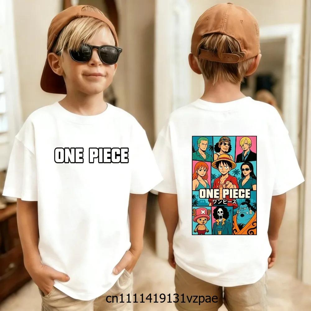 Boys Girls T Shirt Summer Kids Anime TShirt Zoro Nami Chopper Cute Clothes Cartoon Tees Birthday Gifts Tops
