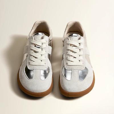 2025 новая повседневная обувь ретро подошва Оксфорд платформа серебристо-серый цвет сочетание повседневные кеды на доске серебристые старые немецкие тренировочные туфли