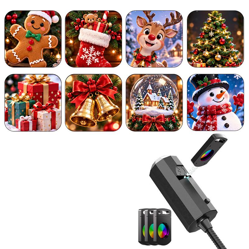 Светодиодный USB проектор с узорами- Регулируемая ночная лампа Санта-Клаус, Снеговик, Елка для Рождественских украшений