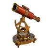 13.97 Cm Brass Telescope with Compass Nautical Spyglass Decor Red Leather